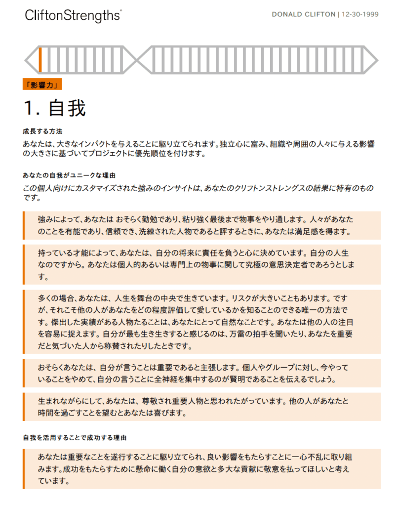 ストレングスファインダーの検査結果例②