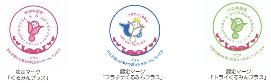 くるみん認定の「プラス認定」マーク3種類